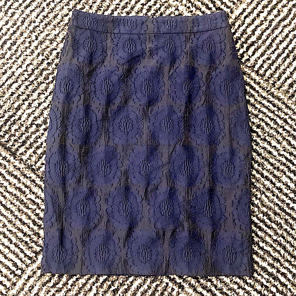 NWT Pencil Skirt w/ Navy Blue Lace Overlay